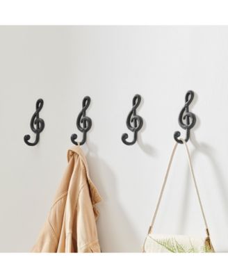 4 Piece Musical Note Treble Clef Wall Sculpture Hook Set
