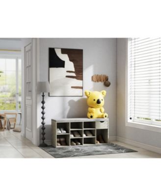 Storage Bench with Cushion, Drawer, and 3-Tier Shoe Shelf