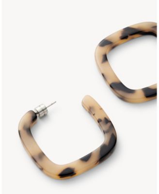 Midi Square Hoops in Blonde Tortoise