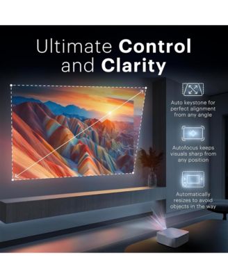 FLIK X20 Smart Projector, 1080p Portable Projector with Google TV Dongle Built-In (White)