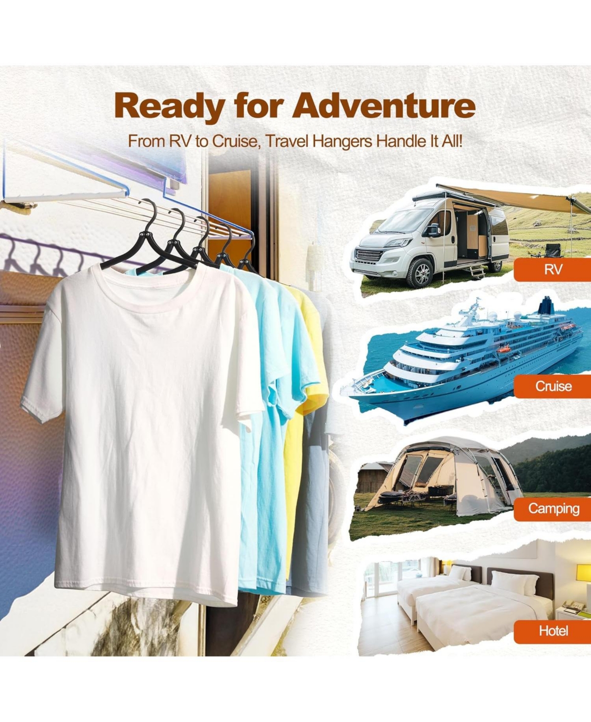 House Day Collapsible and Foldable Plastic Travel Hangers with Clips