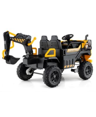 24V 4WD Ride-On Excavator for Kids with Remote Control and Digging Arm - Yellow