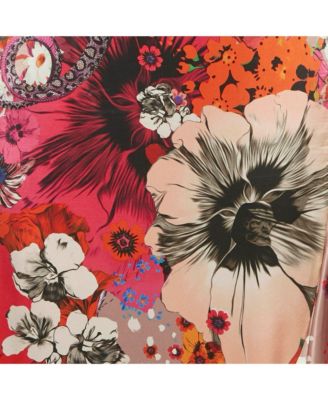 Women's Multicolor Floral Print Silk Ruffled Maxi Skirt