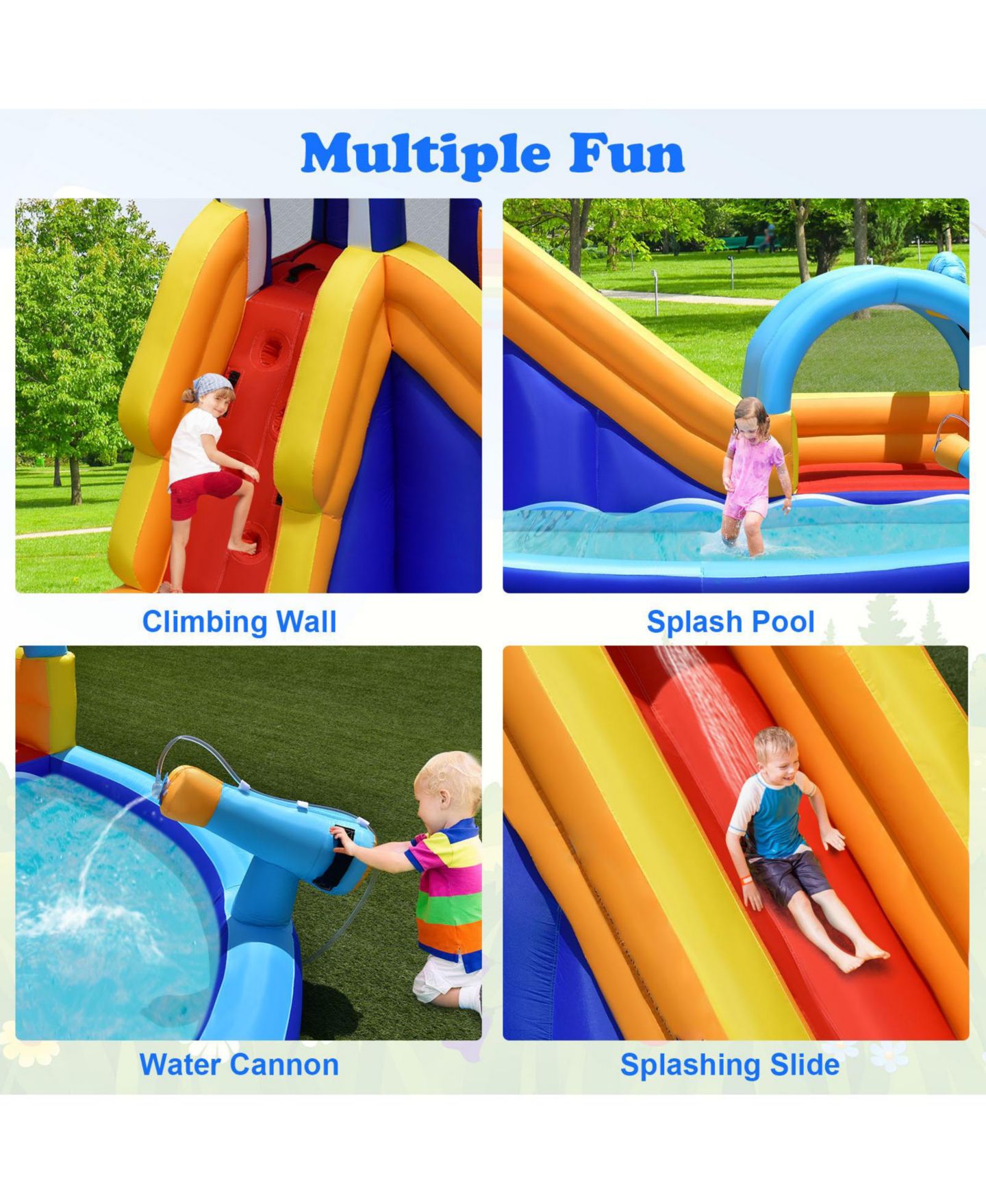 Детская игрушка GIVIMO Inflatable Bounce House with Slide and Splash Pool, 14'L x 10'W x 8.5'H, Ages 3-10, цвет: Жёлтый — фото 9