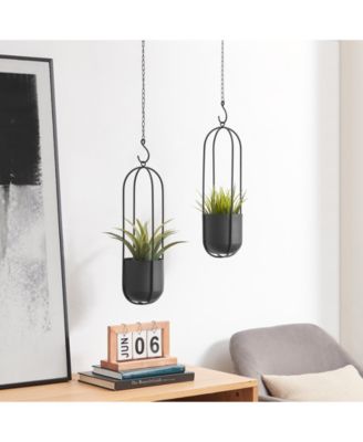 Walter 2-Piece Oval Hanging Planter Set with Chain Hanging Option
