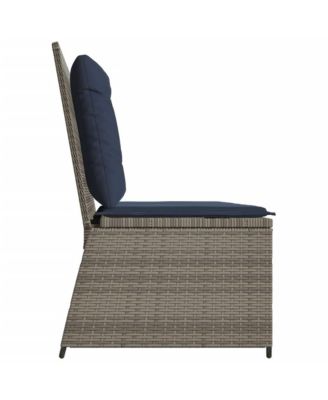 1 PC poly rattan Reclining Patio Bench with Navy blue cushions