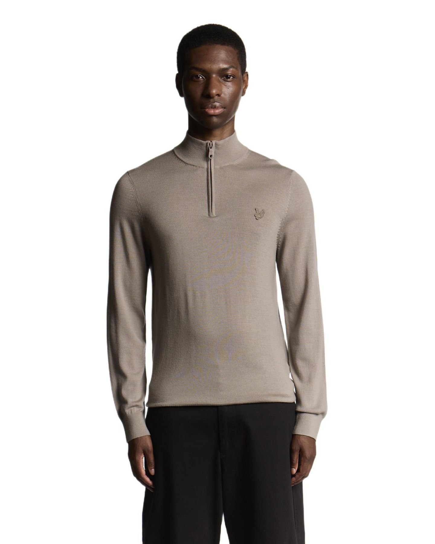 Мужской свитер Lyle & Scott Eagle Merino Quarter Zip, цвет: Cinder — фото 3