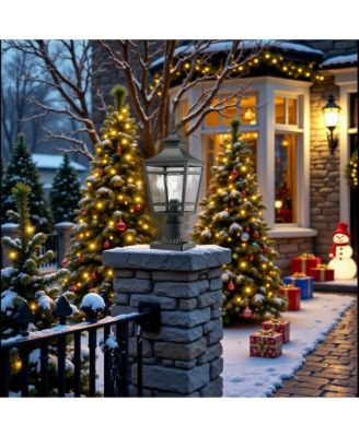 Black Outdoor Post Lantern with Pier Mount and Glass Shade