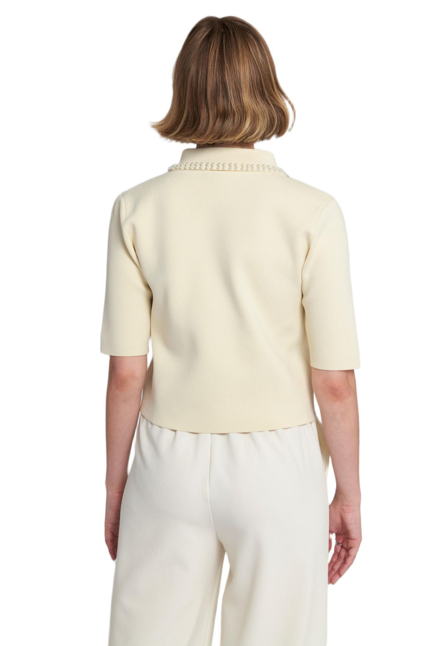 Женские брюки ELLE Collection Wide Leg Trouser with Self-Covered Buttons, цвет: Белый — фото 2