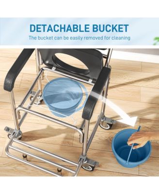 Shower Commode Wheelchair, Padded Seat, 330 lbs.,