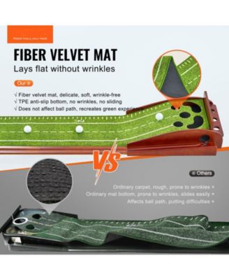 Golf Putting Mat Indoor 5-Hole Green with Ball Return Alignment Guide and Base