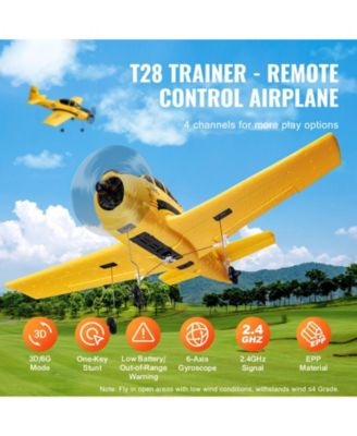 RC Plane, 2.4GHz 4-Channel Trainer Airplane with 6-Axis Gyro, 2 Batteries, Ready-to-Fly Glider for Adults & Kids Beginners