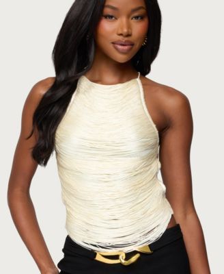 Women's Kalana Crisscross Backless Fringed Top