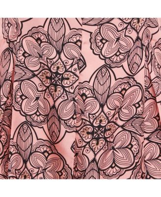 Women's Pink Printed Silk Full Sleeve Top