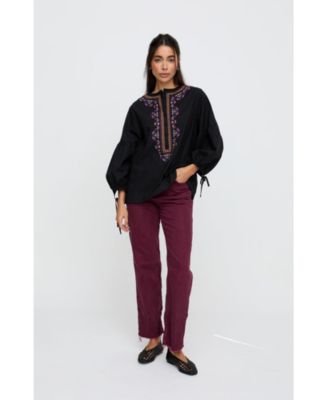Women's Anai Half Placket Embroidered Blouse