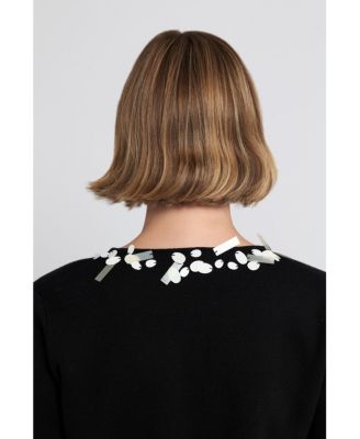 Women's Sequin Tie Front Cardigan Embroidered Sweater