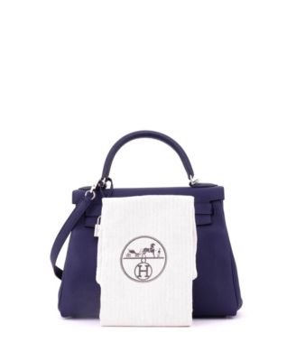 Kelly 28 Handbag Blue Togo with Palladium Hardware