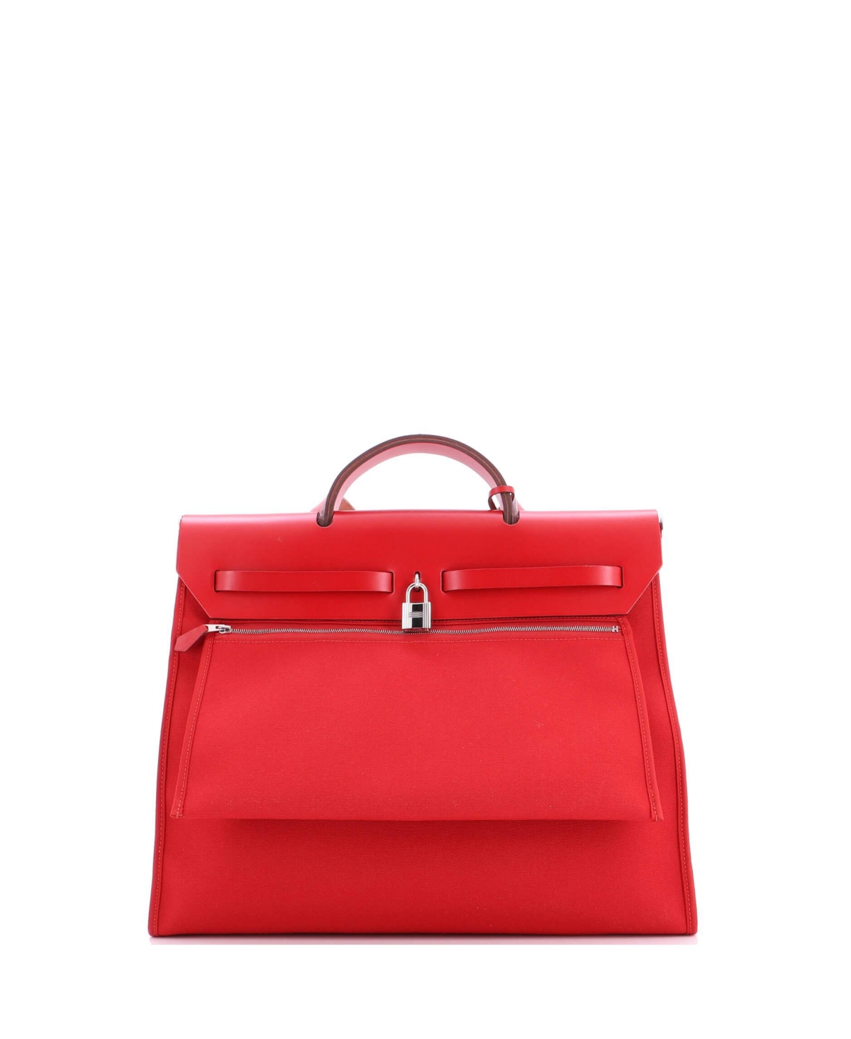 Pre-Owned Hermes Herbag Zip Leather and Toile