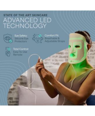 LED Light Therapy Face Mask - 3-Color Red Light Therapy for Face and Neck - Portable Home Facial Experience