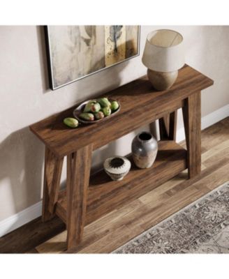 41.3" Farmhouse Console Table, 2-Tier Wooden Entryway Table