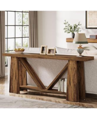 70.9-Inch Long Console Table, Farmhouse Entryway Table with Storage, Narrow Sofa Console Behind Couch