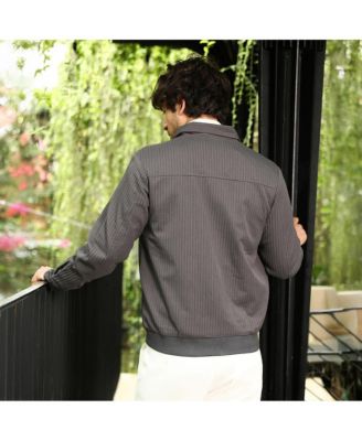 Men's Moon Grey Zip-Front Lined-Tactile Jacket