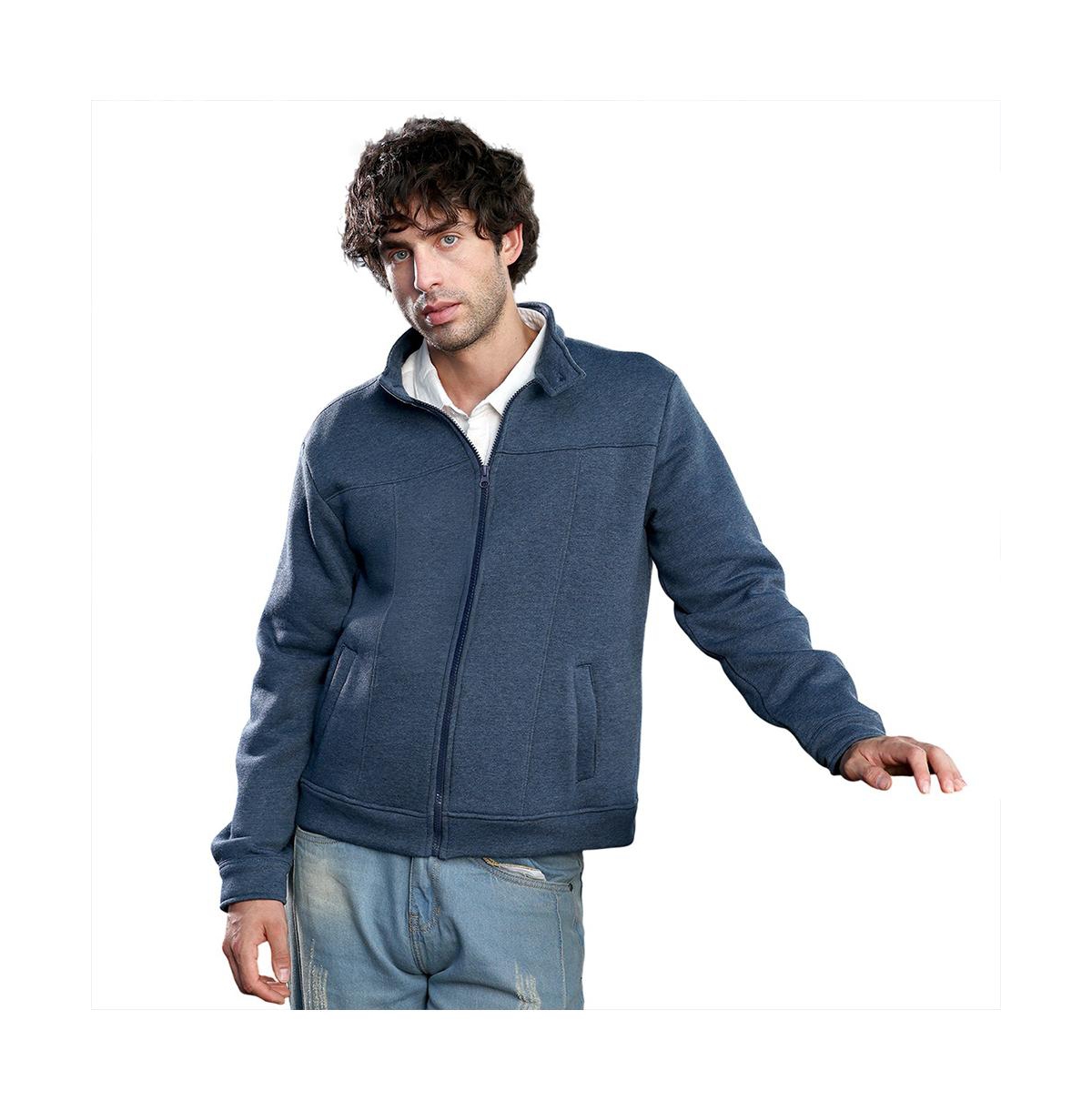 Campus Sutra Men's Indigo Blue Panel-Stitch Knit Jacket