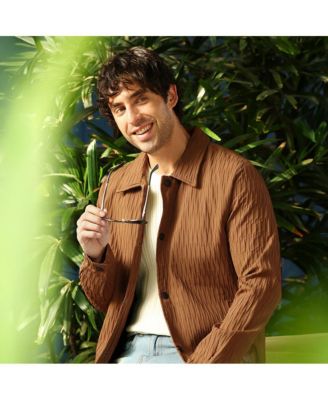 Men's Teddy Brown Crease-Tactile Bomber Jacket