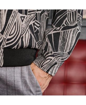 Men's Midnight Black Stroke-Jacquard Bomber Jacket