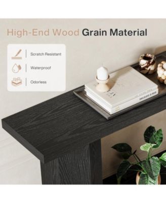 71-Inch Long Console Table for Entryway, Wooden Sofa Table Behind Couch, Black
