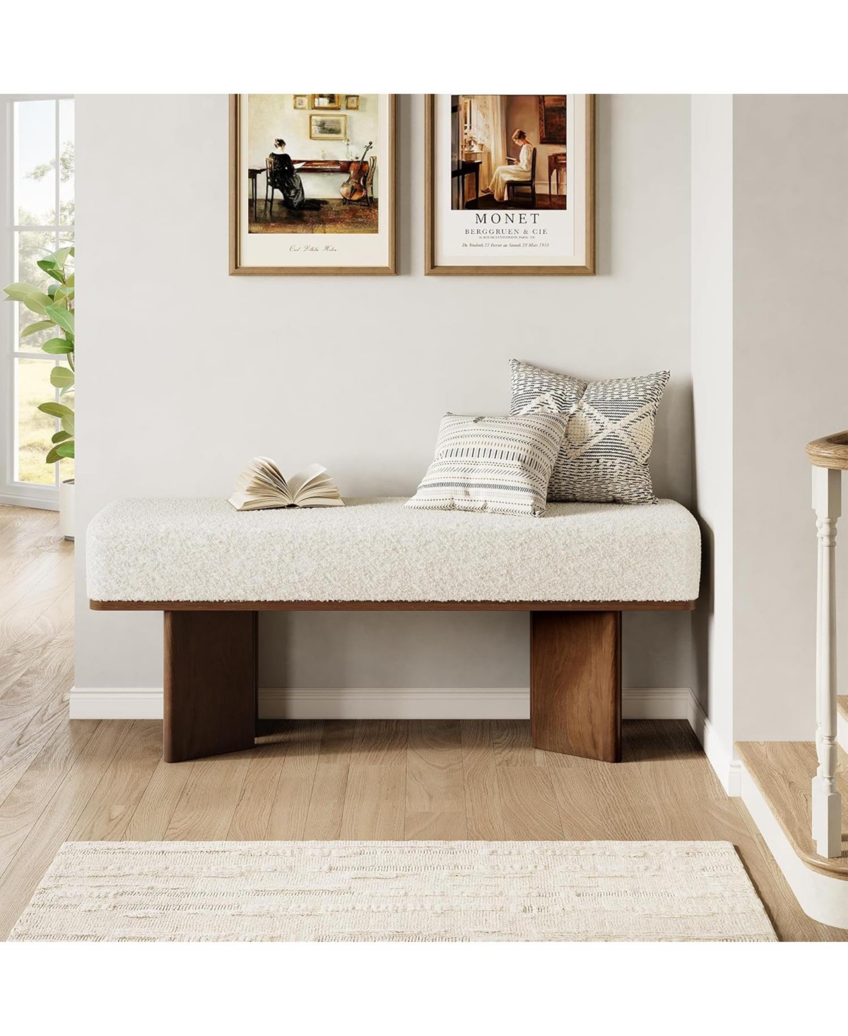 Tribesigns 47-in Shoe Bench with Cushion, Modern Entryway Bench, Rectangle End of Bed Bench