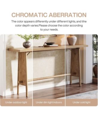 63" Long Entryway Table, Modern Console Table with Metal Legs, Wooden Sofa Console Behind