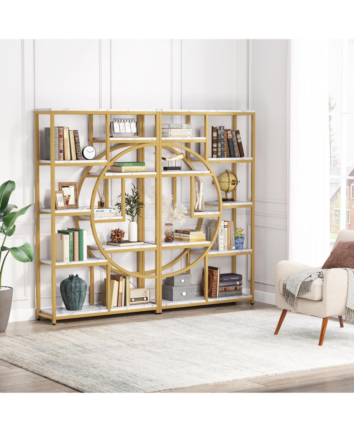 Tribesigns 9-Tier Bookshelf, Freestanding Tall Bookshelves Display Shelf Storage Organizer with 9-Open for Living Room, Bedroom