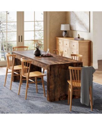 Large Dining Table for 6-8, Rectangular Kitchen Table with Heavy Duty Pedestal