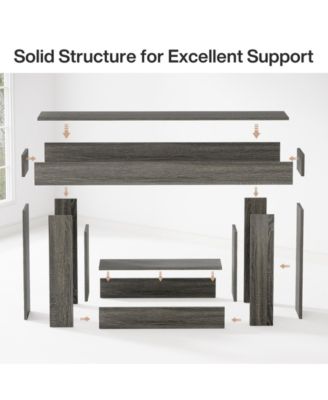 63-Inch Farmhouse Wood Console Table with U-Shaped Base, 2-Tier Narrow Sofa Table for Entryway & Living Room