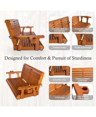 2-Seater 4 FT Wooden Porch Swing for Outdoor Patio Garden