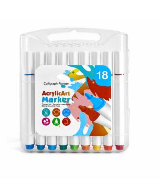 18 Colors Acrylic Paint Markers Set, Bright Colors with Strong Coverage, Quick Dry Waterproof for Artists, Adults and Beginners