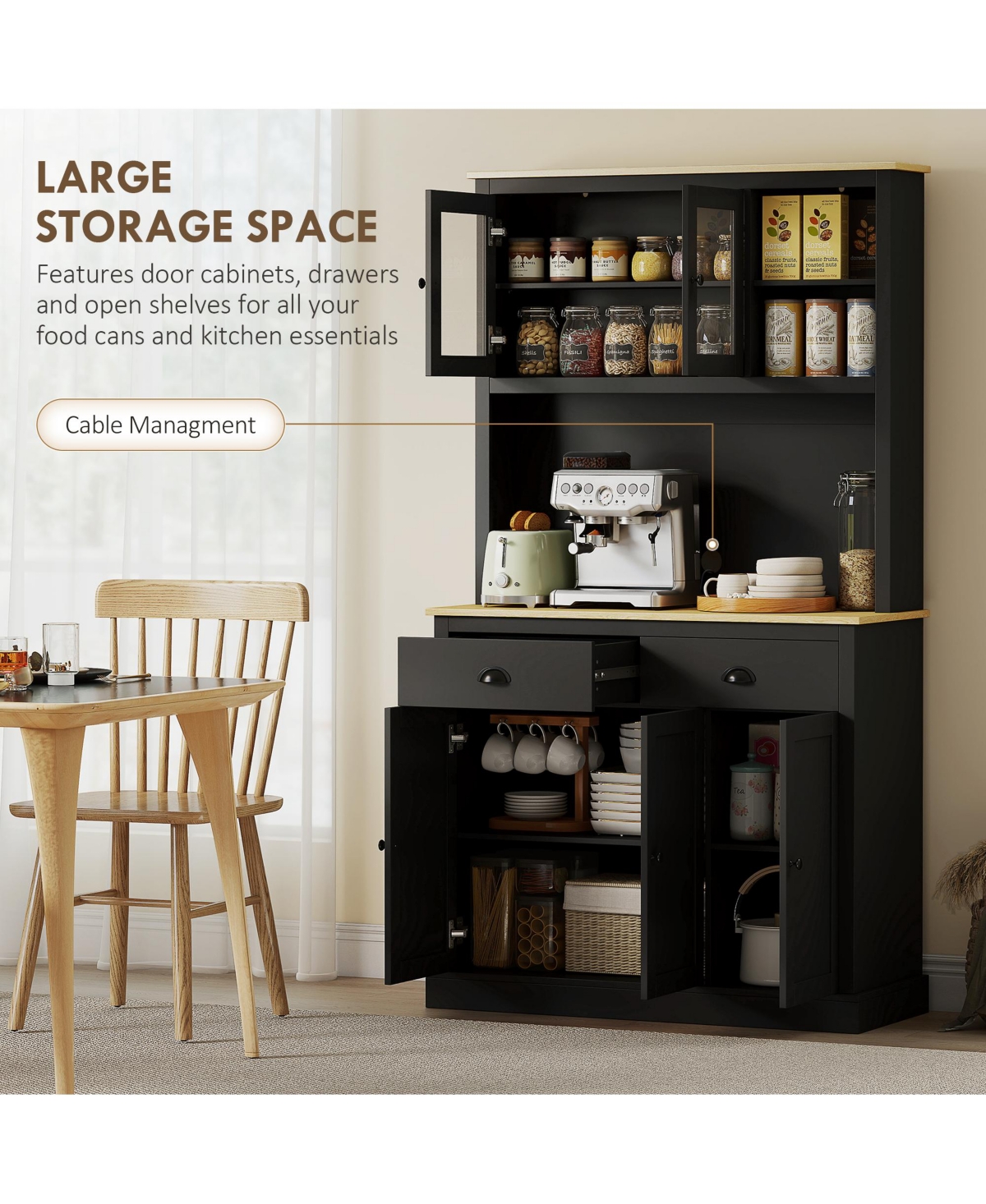 Homcom Kitchen Cabinet with Microwave Sd, 71" Pantry