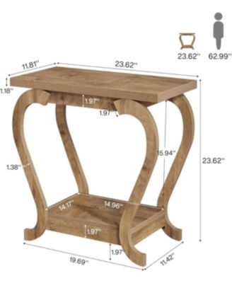 End Table, 2-Tier Bedside Accent Furniture for Living Room, Small Spaces, Bedroom, Brown