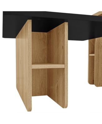 Set of 2 Farmhouse Nesting Coffee Tables with Wood Finish