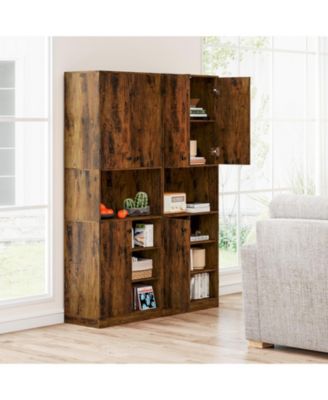 Kitchen Pantry Storage Cabinet 65.5" Tall Modern Hutch Cabinet with Microwave Stand