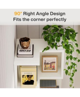 5-Tier Corner Bookshelf with 2 Drawers, 66.9-Inch Tall Corner Bookcase Shelf, Home Office