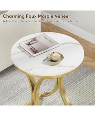   End Table Small Round Faux Marble Sofa Side Table (1 PCS)