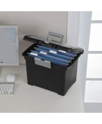 Portable Lockable File Box w/ Extra Compartment & Handle (4 Pack)