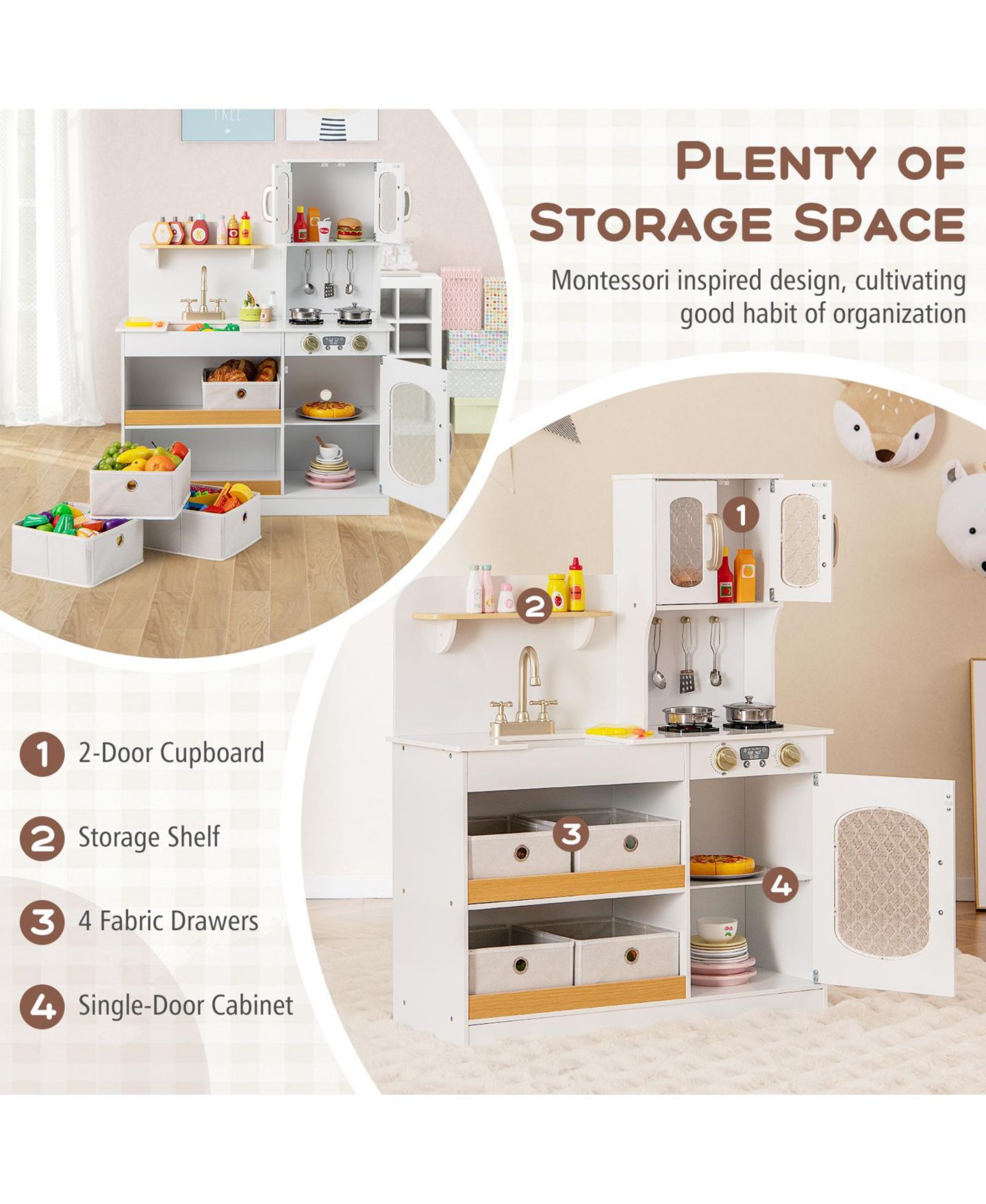 Детский игровой набор HONGGE Wooden Cuttable-Vegetables Kitchen Playset, Ages 3+, цвет: Белый — фото 8