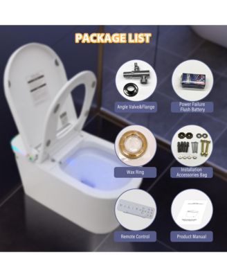 Smart Bathroom Fixture Tankless,Auto Open/Close,Elongated Heated Seat,Warm Wash/Dryer,Dryer,Night Light