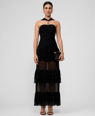 RACHEL Rachel Roy - Women's Solana Mesh Tiered Long Dress