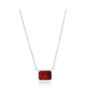 Sterling , Birthstone Rectangle CZ Necklace