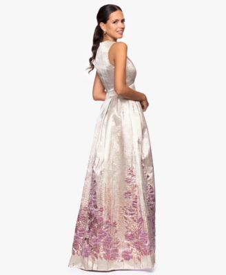 Women's Jacquard Pattern V-Neck Long Dress
