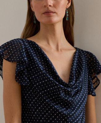 Women's Polka-Dot Burn-Out Satin Cowlneck Gown